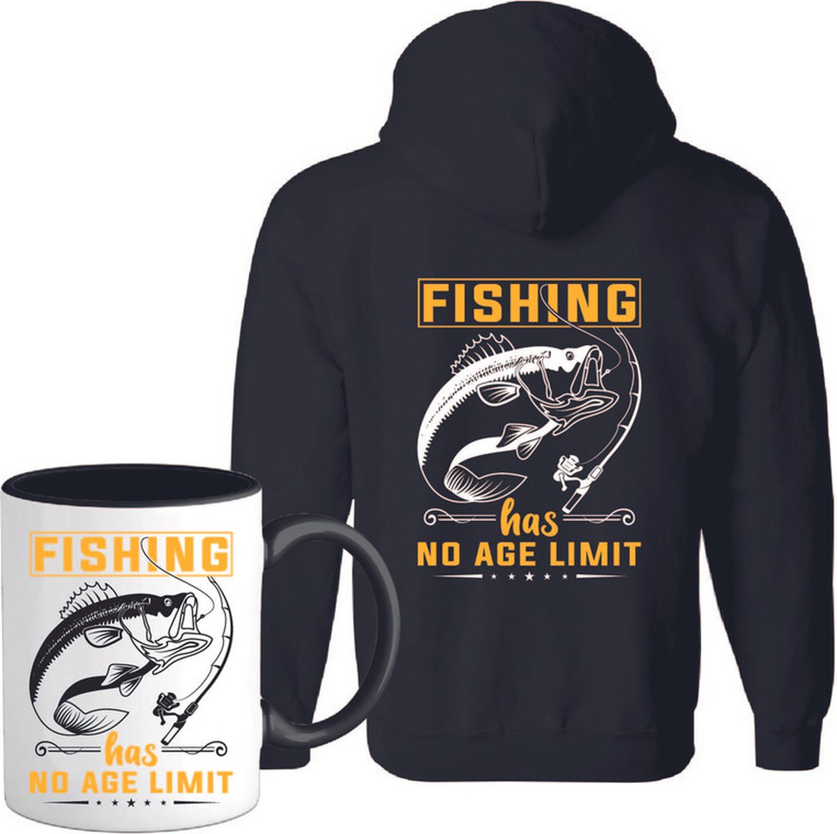 T-Shirtknaller Vest met koffiemok | Fishing Has No Age Limit  - Vis / Vissen / Vishengel Kleding | Heren / Dames Vest Cadeau | Kleur zwart | Maat L